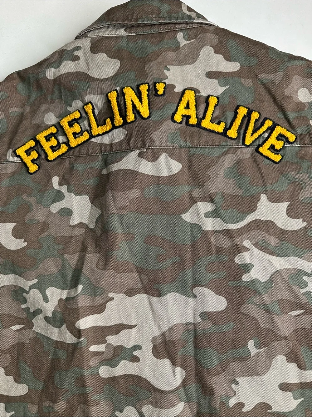 Forever 21 Green Brown Military Field Jacket Up To No Good, Dreamer. Size M - Picture 7 of 13